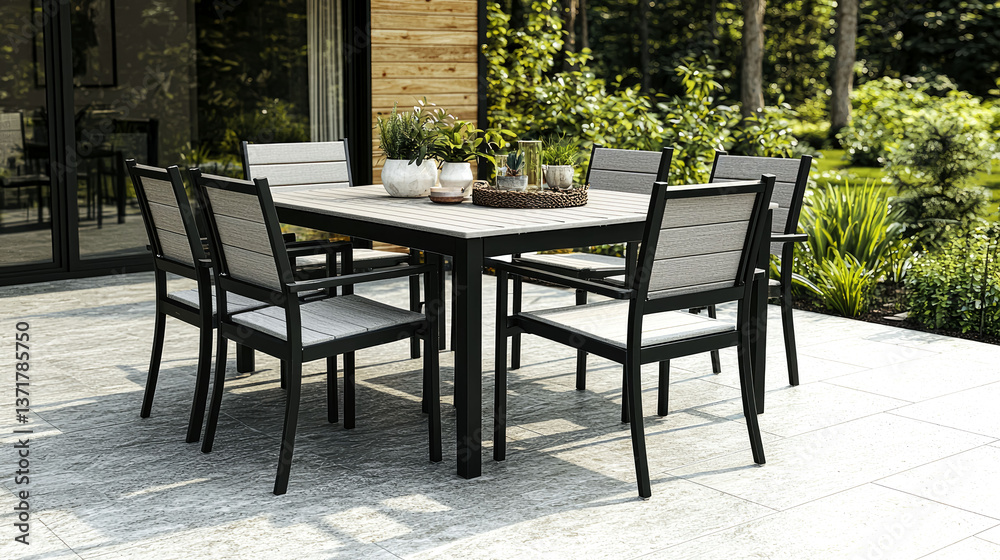 Modern Outdoor Patio Dining Set: Elegant Grey and Black Furniture for Backyard Relaxation Modern Outdoor Patio Dining Set: Elegant Grey and Black Furniture for Backyard Relaxation