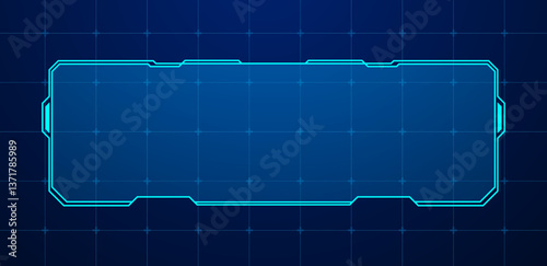 Futuristic interface or technology box blue isolated. Sci-Fi lower third vector editable	
