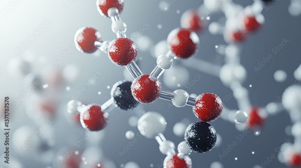 3D molecular model of sugar against a gray background 3D molecular model of sugar against a gray background
