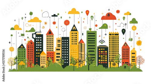 Vibrant Cityscape: Modern Architecture and Urban Design