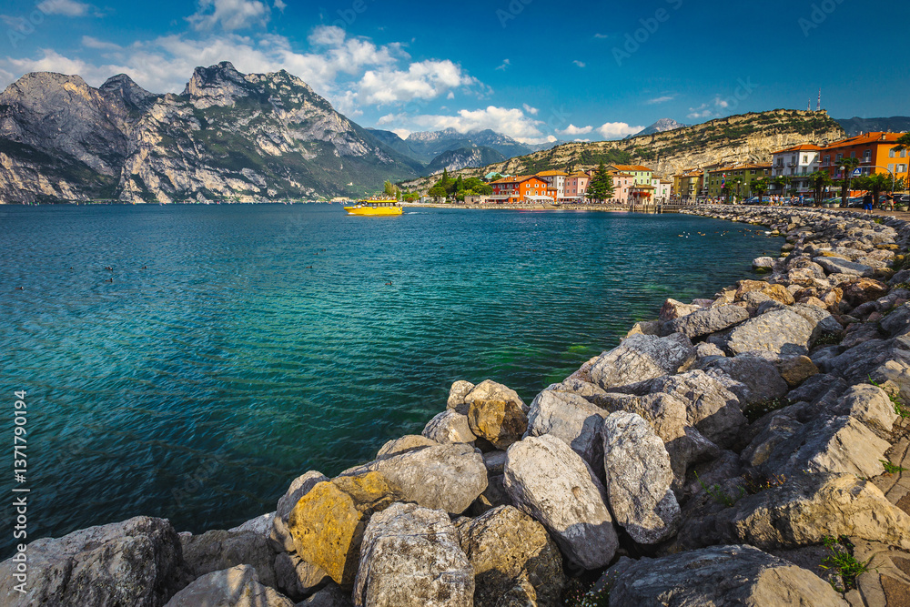 Stunning shoreline of lake Garda, Torbole, Italy