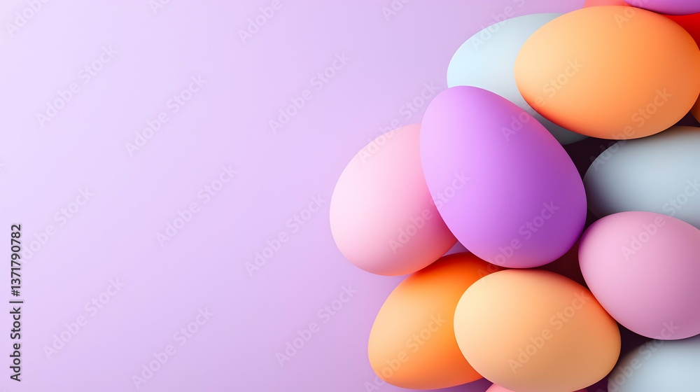 Pastel Colorful Eggs Arranged on Pink Background Pastel Colorful Eggs Arranged on Pink Background