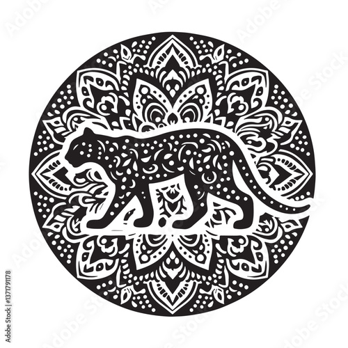 Black Zanzibar Leopard Silhouette Vector, High Quality Illustration on White Background