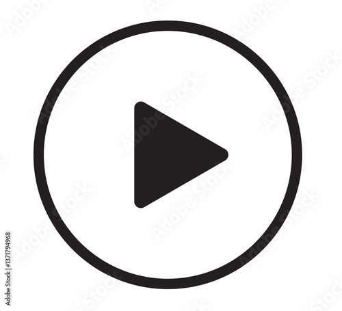 Black and white circular button with a play icon