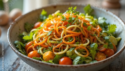 Wholesome Plant Based Meal with Colorful Spiralized Veggies