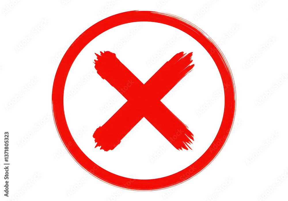 A red x mark inside a red circle on a black background A red x mark inside a red circle on a black background