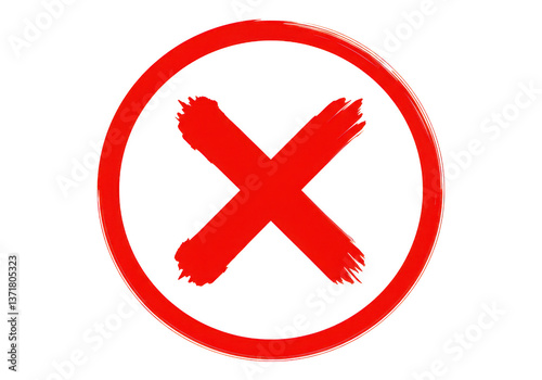 A red x mark inside a red circle on a black background