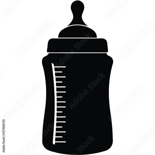 Simple Black and White Baby Bottle Silhouette