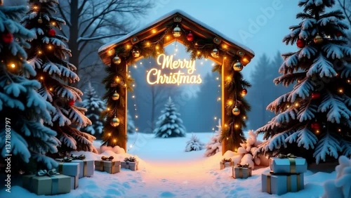 A Christmas Gate Shining in the Snow photo