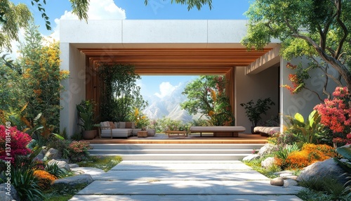 Construction Project for a Bioclimatic Pergola or Veranda for a Modern White Residential House