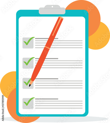 Business management illustration. Planning schedule, managing work time, filling check list. Time management and schedule organization concept. Vector illustration. 