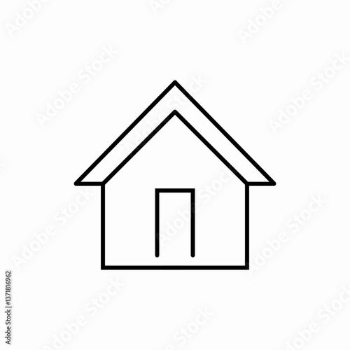 Suburban home facade icon vector sign