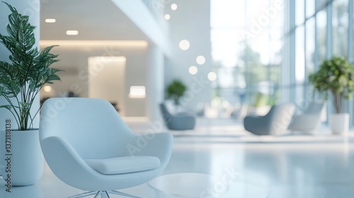 Modern and bright waiting area with elegant chairs and plants