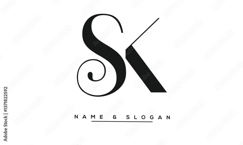 Fototapeta premium SK, KS Abstract Letters Logo Monogram
