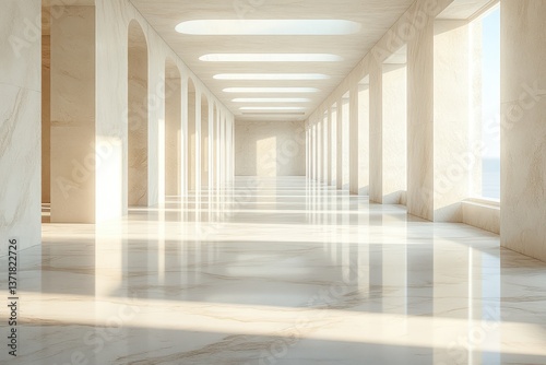 Interior Construction of Hallway with Plaster Panels and Natural Lighting