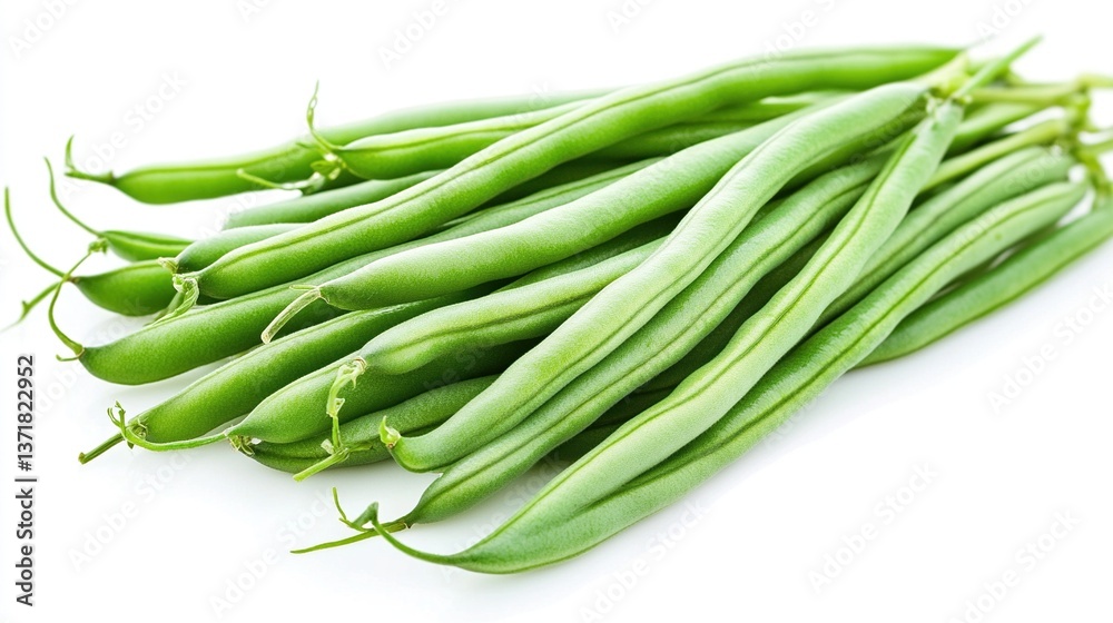 Fresh green beans bunch isolated on white. Fresh green beans bunch isolated on white.