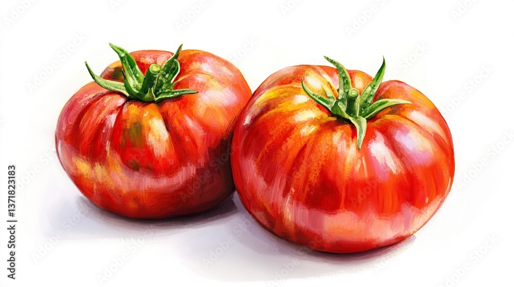 Two ripe heirloom tomatoes. Two ripe heirloom tomatoes.