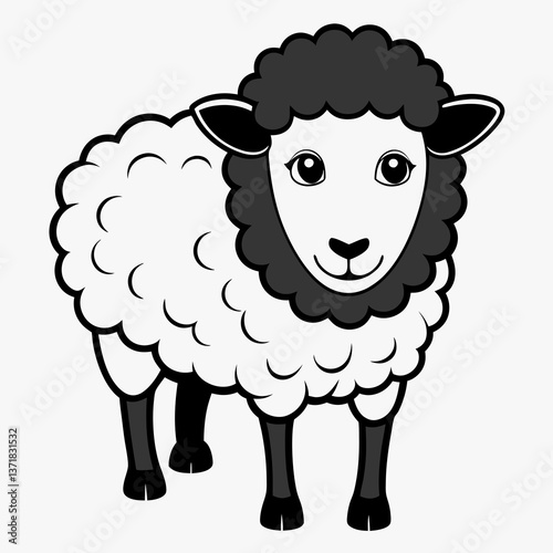 Cute white sheep cartoon vector illustration