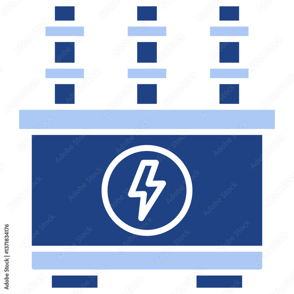 Obraz premium Power Transformer Flat Blue Icon