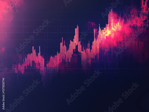 Blue Digital Stock Market Chart with Investment Trends