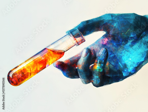 Abstract Hand Holding a Test Tube