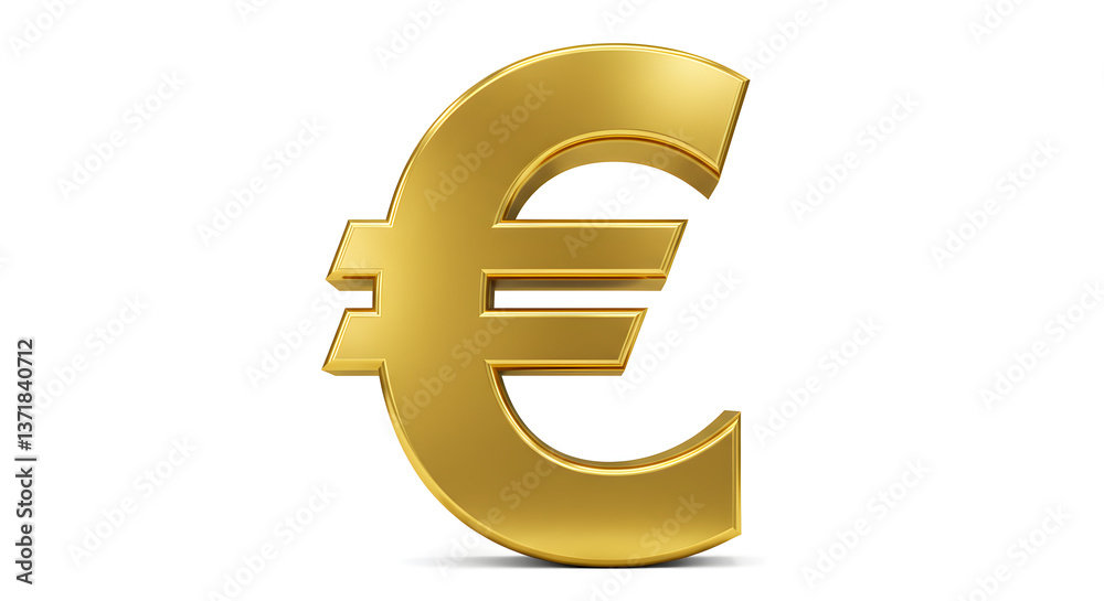 Fototapeta premium Golden Euro Currency Symbol on White Background Financial Sign with Metallic Texture