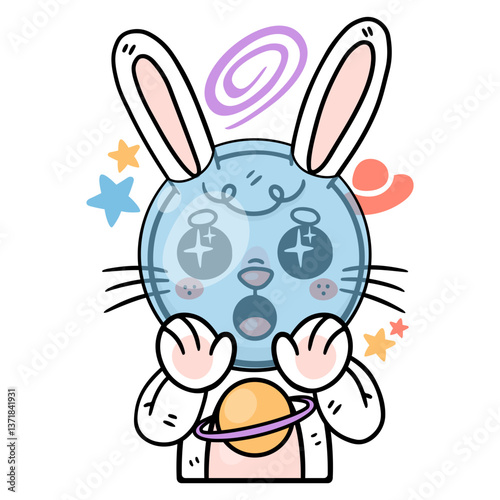 Ronnie The Bunny is portrayed as an enthusiastic space explorer, highlighting the value of astronomy and scientific curiosity in education.
