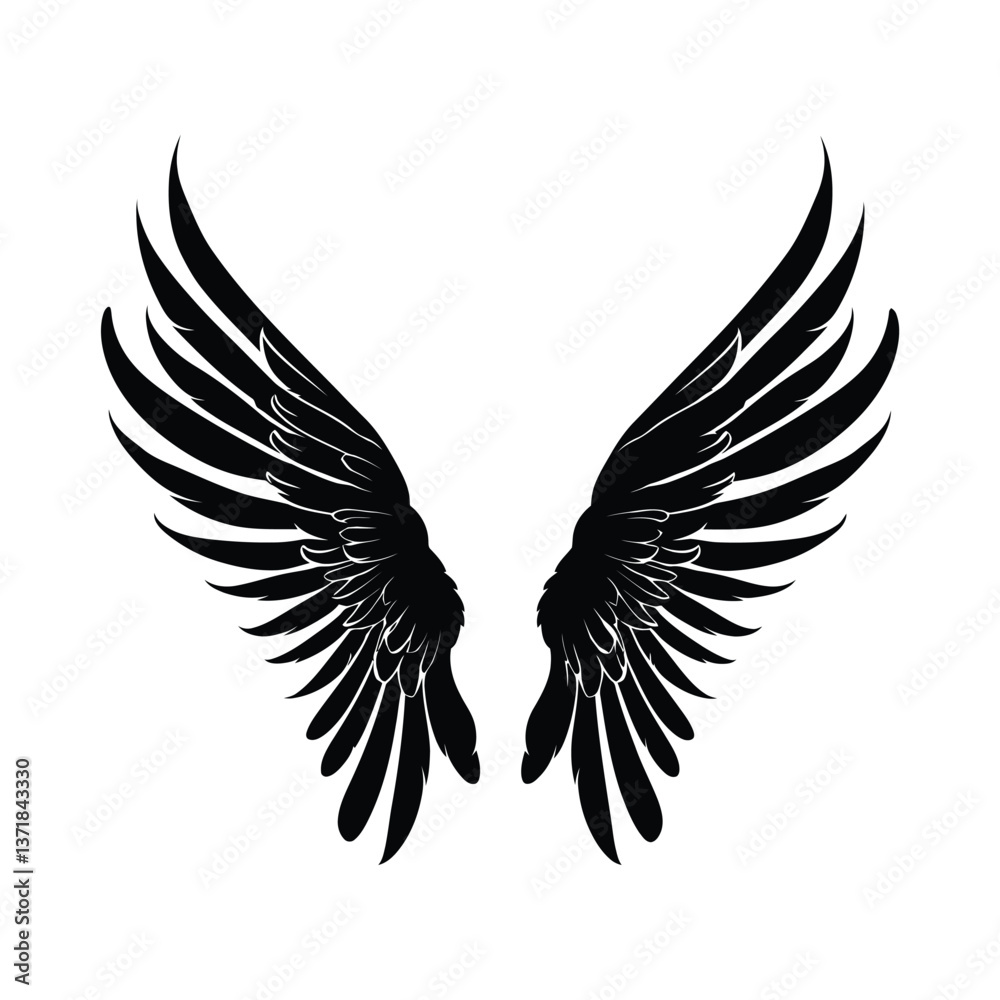Obraz premium Wing silhouette vector flat graphic illustration