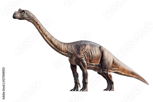 A scientifically accurate 3D model of a Diplodocus with a natural walking stance.