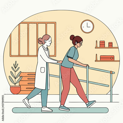 Physical Medicine and Rehabilitation Illustration stock illustration