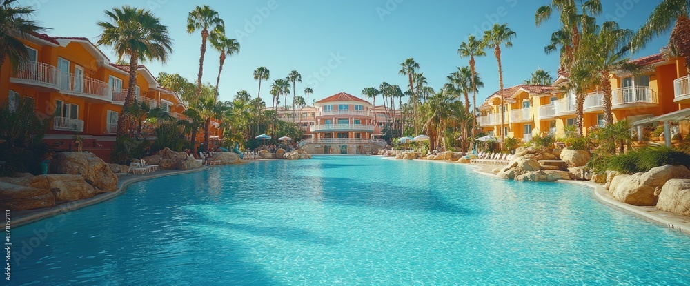Fototapeta premium Resort pool with buildings
