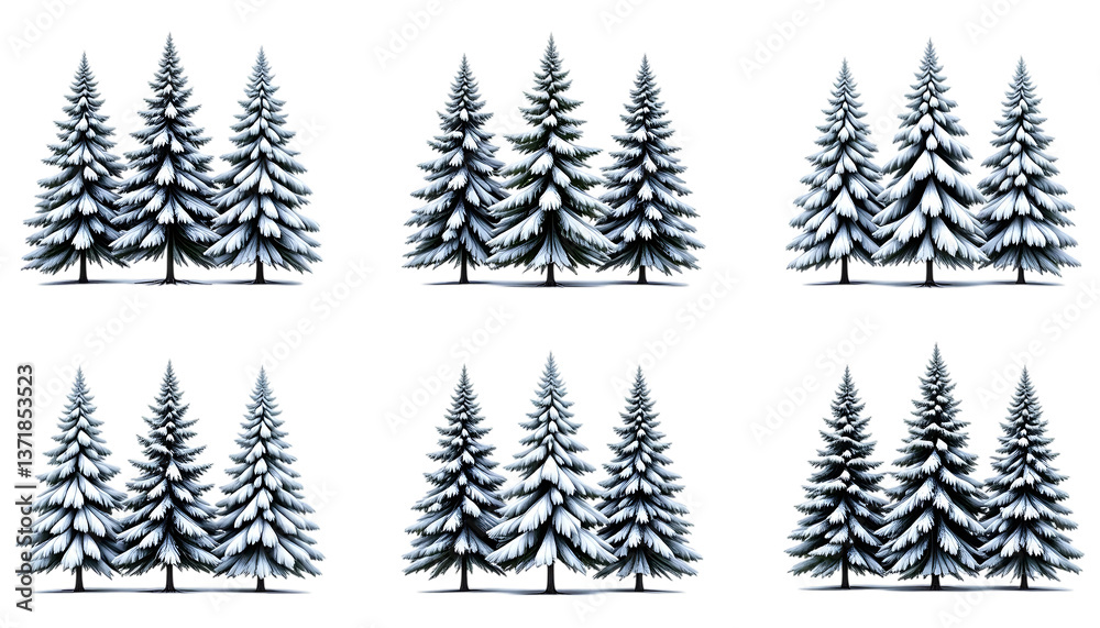 Obraz premium Snow-covered pine trees in winter forest outdoor nature scene