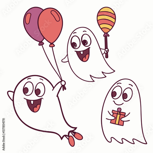 Ghost set. Funny ghost icons