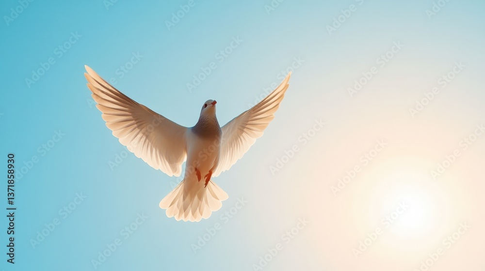 Obraz premium Dove flying towards the light