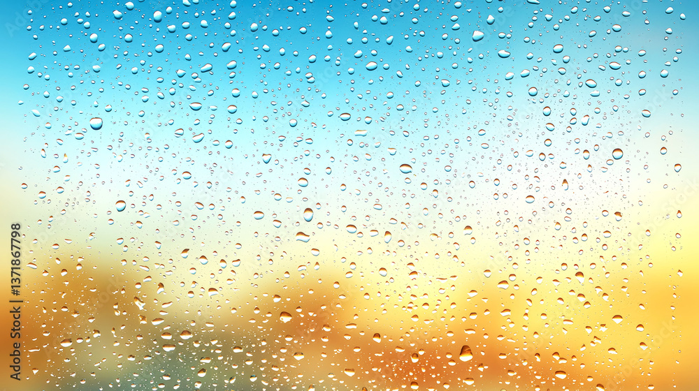 Obraz premium Water Drops on Glass: Abstract Nature Photography Background