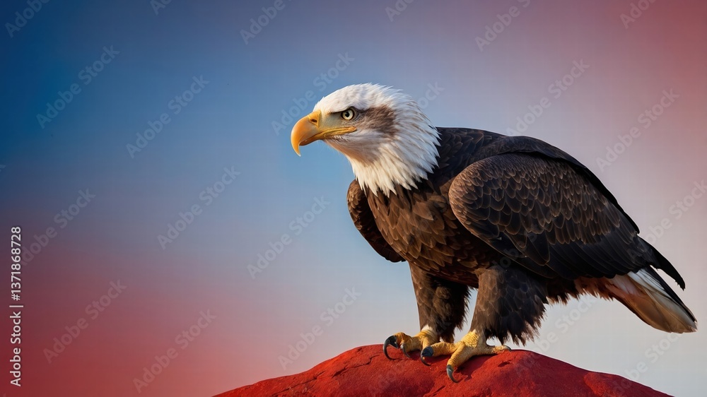 Fototapeta premium Majestic Bald Eagle on Red Rock,Wildlife Photography