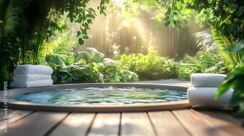 Natural spa setting with greenery