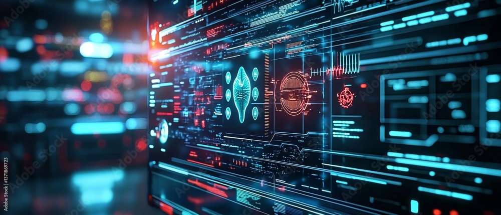 Fototapeta premium Seamless Telehealth Environment Featuring Patient Data Visualization