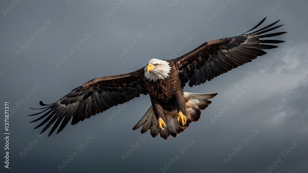 Majestic Bald Eagle in Flight,Dramatic Sky Majestic Bald Eagle in Flight,Dramatic Sky