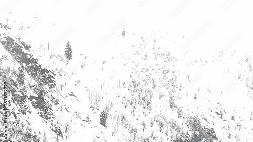 Snowfall in the mountains