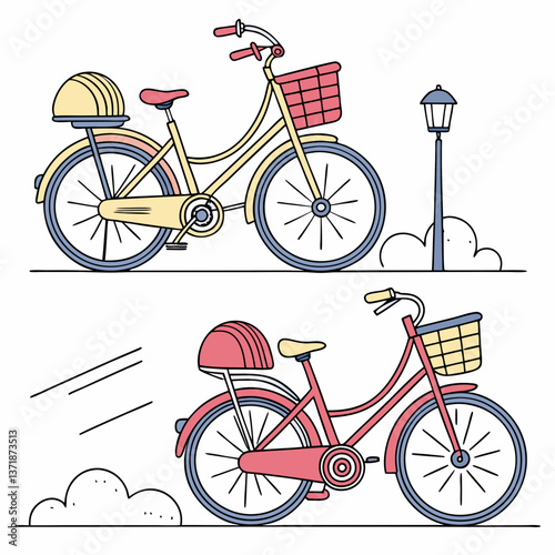 City Bikes Collection in Flat Vector Style