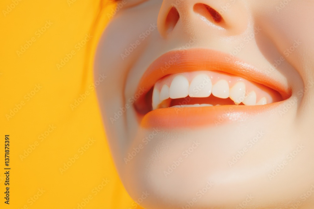 Naklejka premium Smiling woman with bright lips