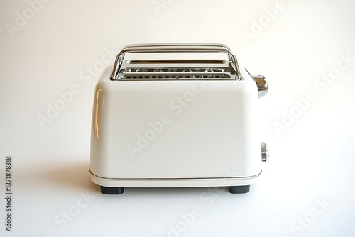 Retro-style white toaster on white background