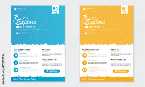 Travel flyer modern A4 or brochure template design for travel agency