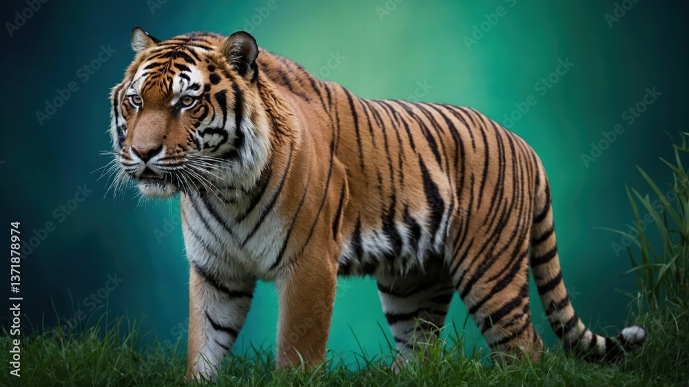 Fototapeta premium Majestic Tiger in Green Nature Setting