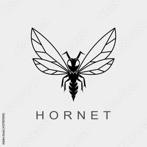 flying hornet wasp silhouette logo vector