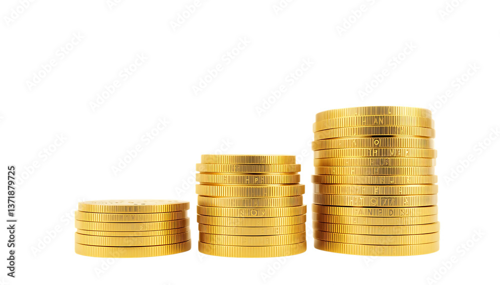 three stacks of golden coins money growth concept three stacks of golden coins money growth concept