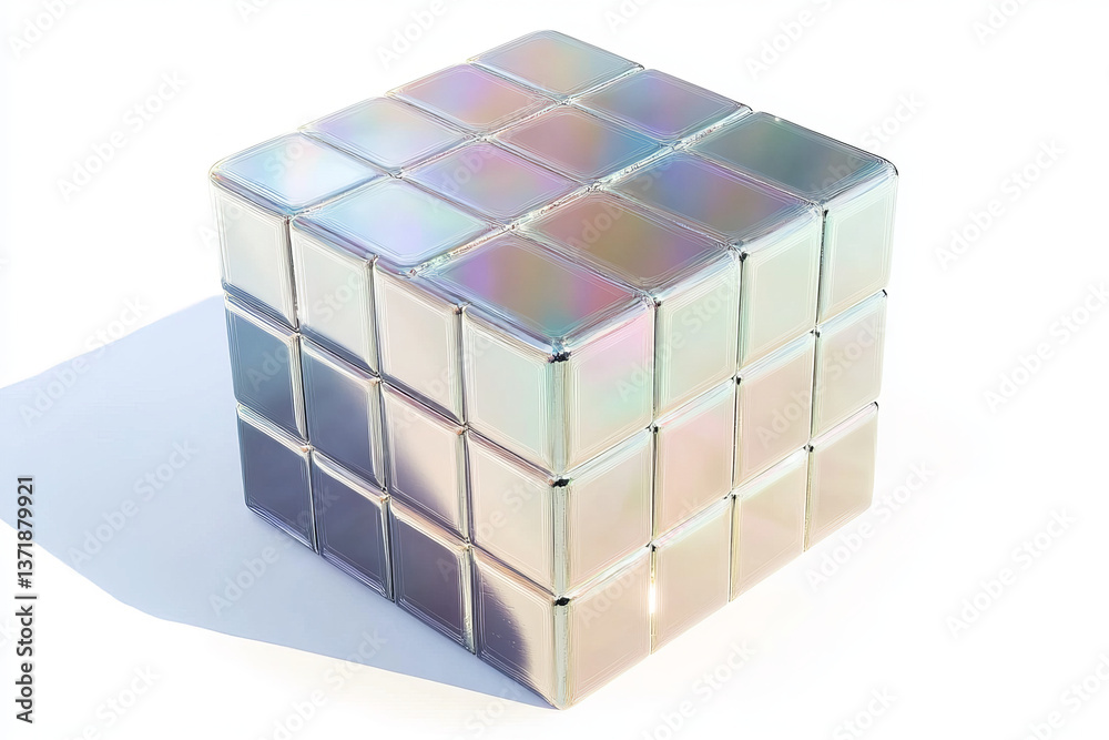 Holographic cube isolated on white background Holographic cube isolated on white background