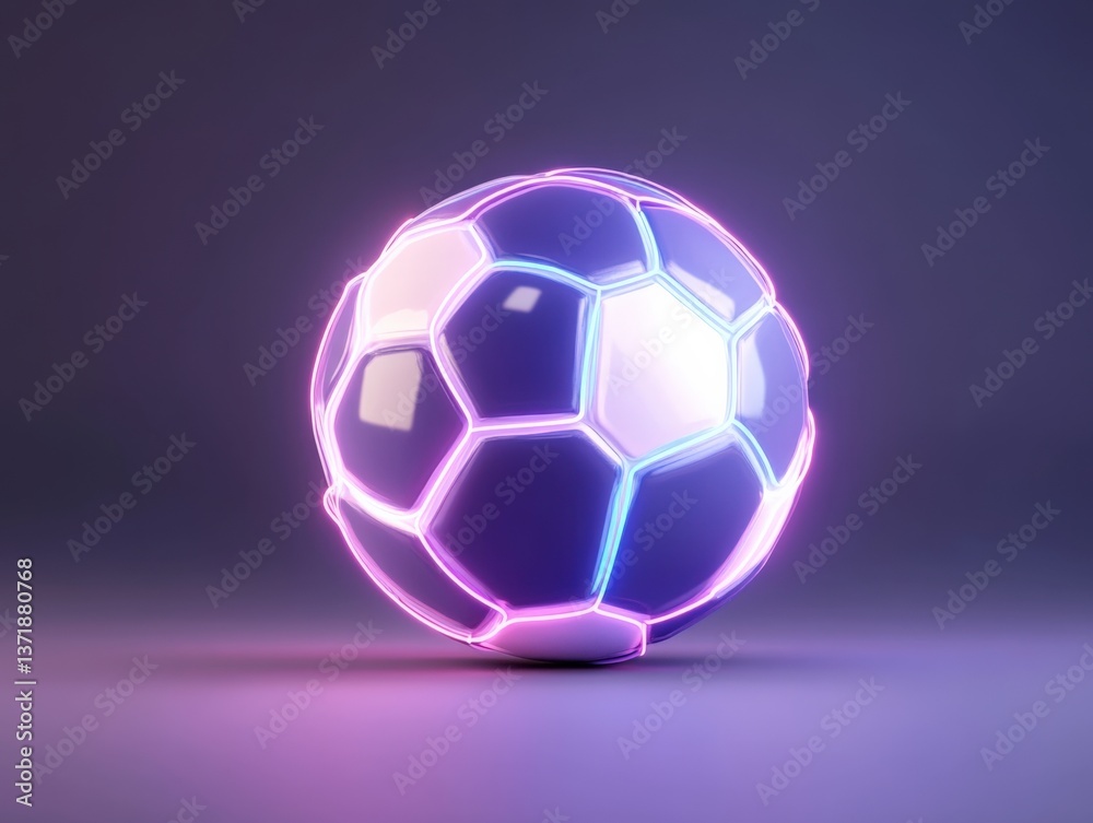 Obraz premium Neon soccer ball glows