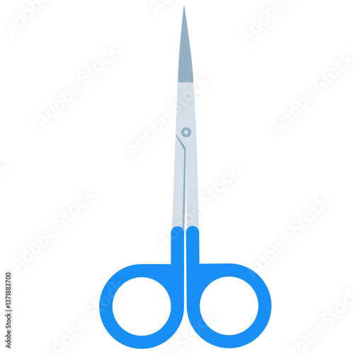 blue surgical scissors forceps on isolated white